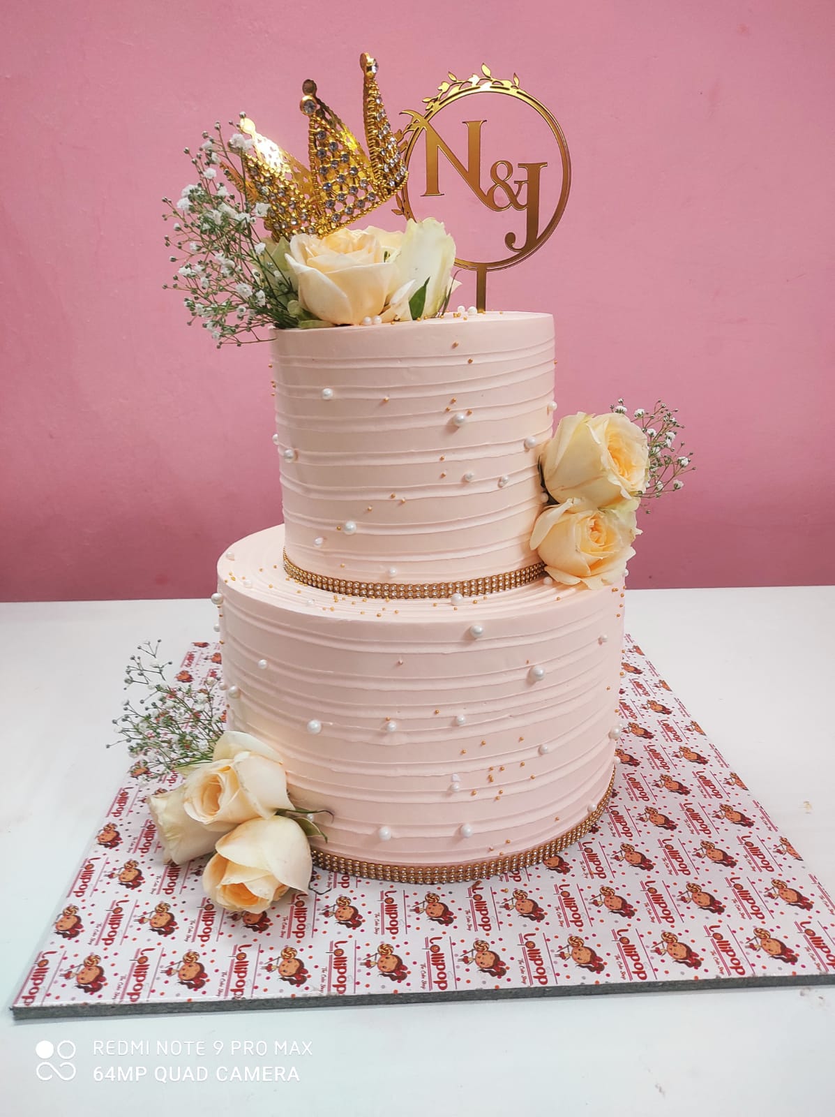 Royal Blush Crown 2-Tier Wedding Cake